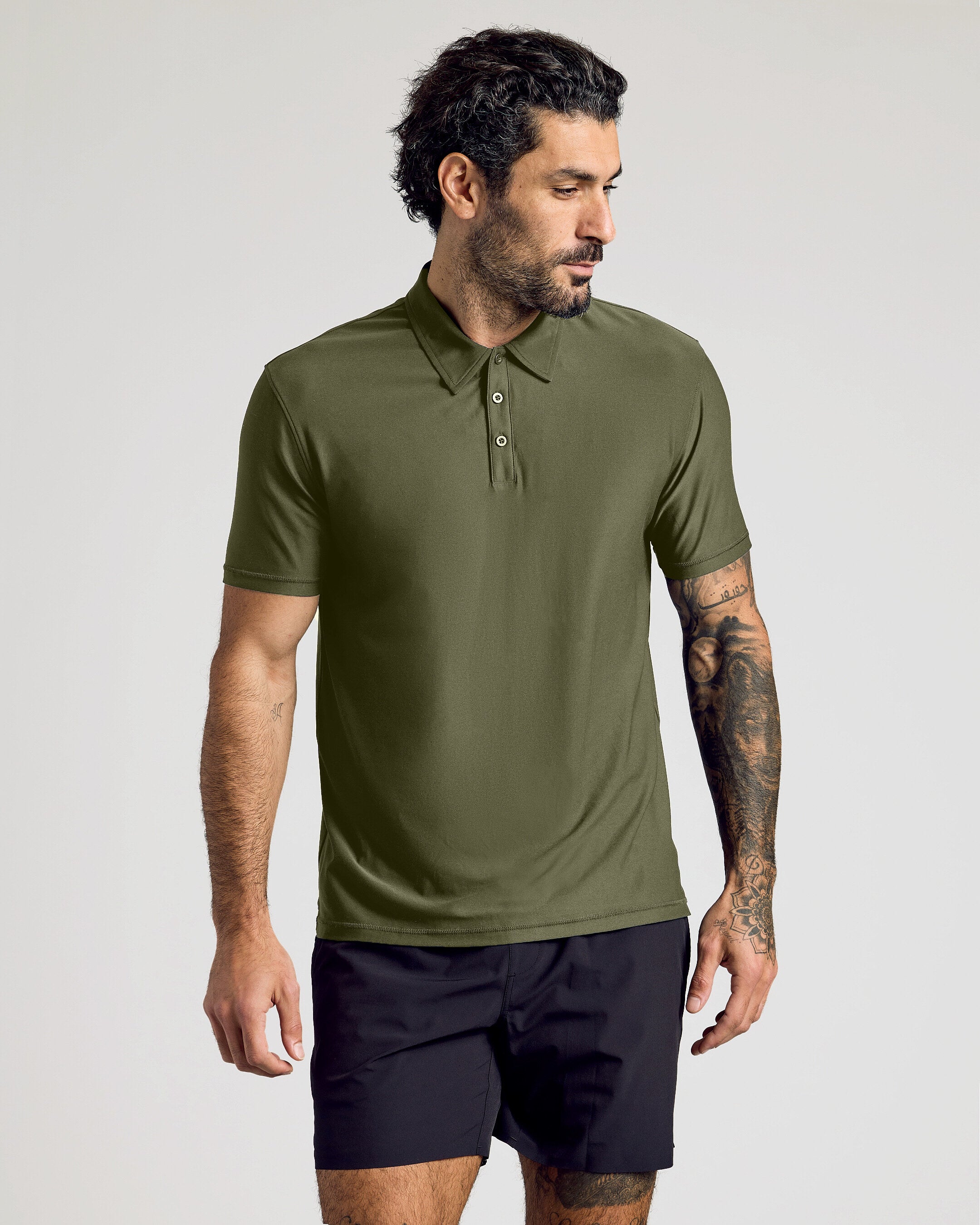 JERSEY KNIT EFFECT POLO SHIRT - Military Green main image 0