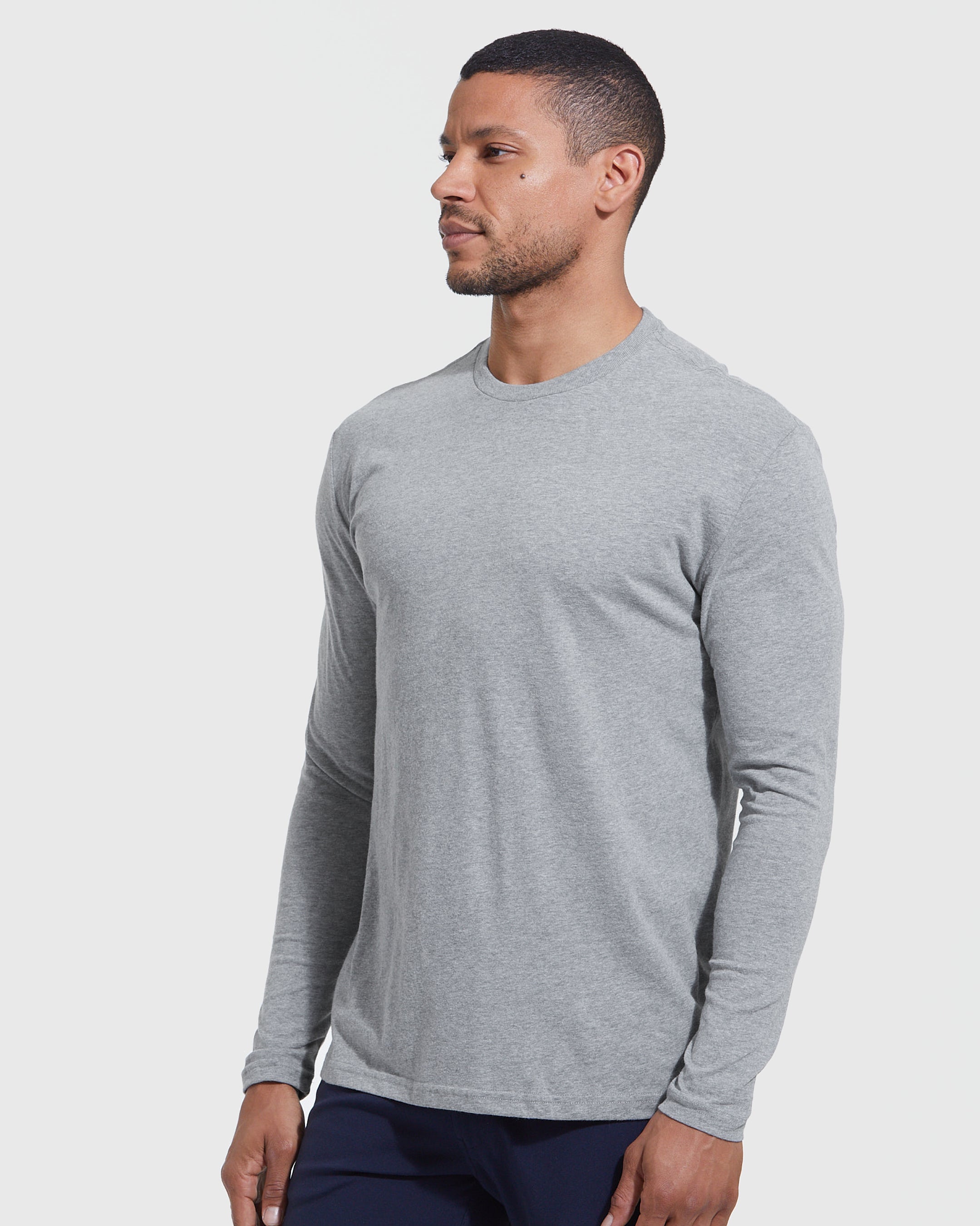 Buy Gaiam men round neck long sleeve heather t shirt grey Online