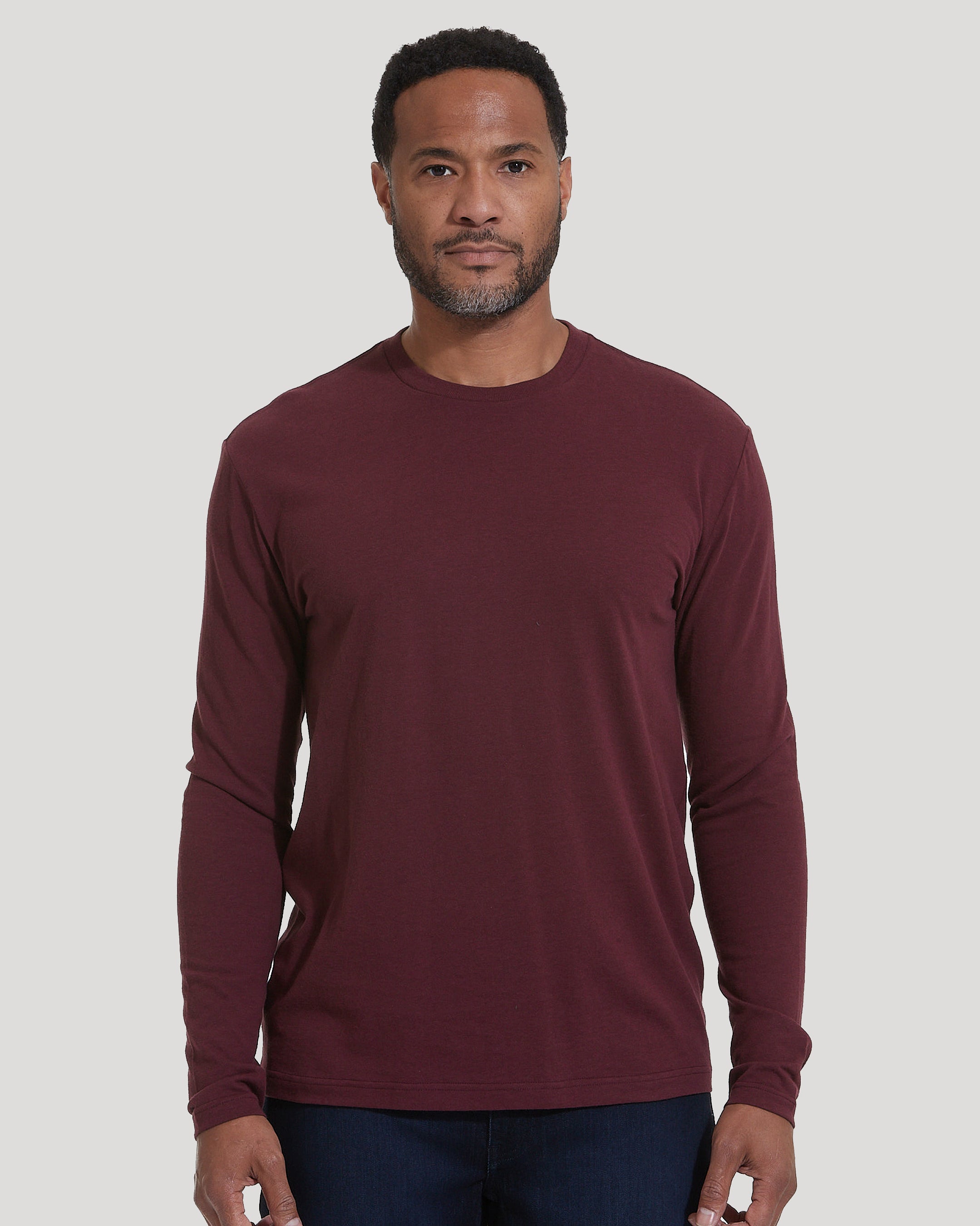 Mahogany Long Sleeve Crew Neck T-Shirt | Mahogany Long Sleeve Crew 