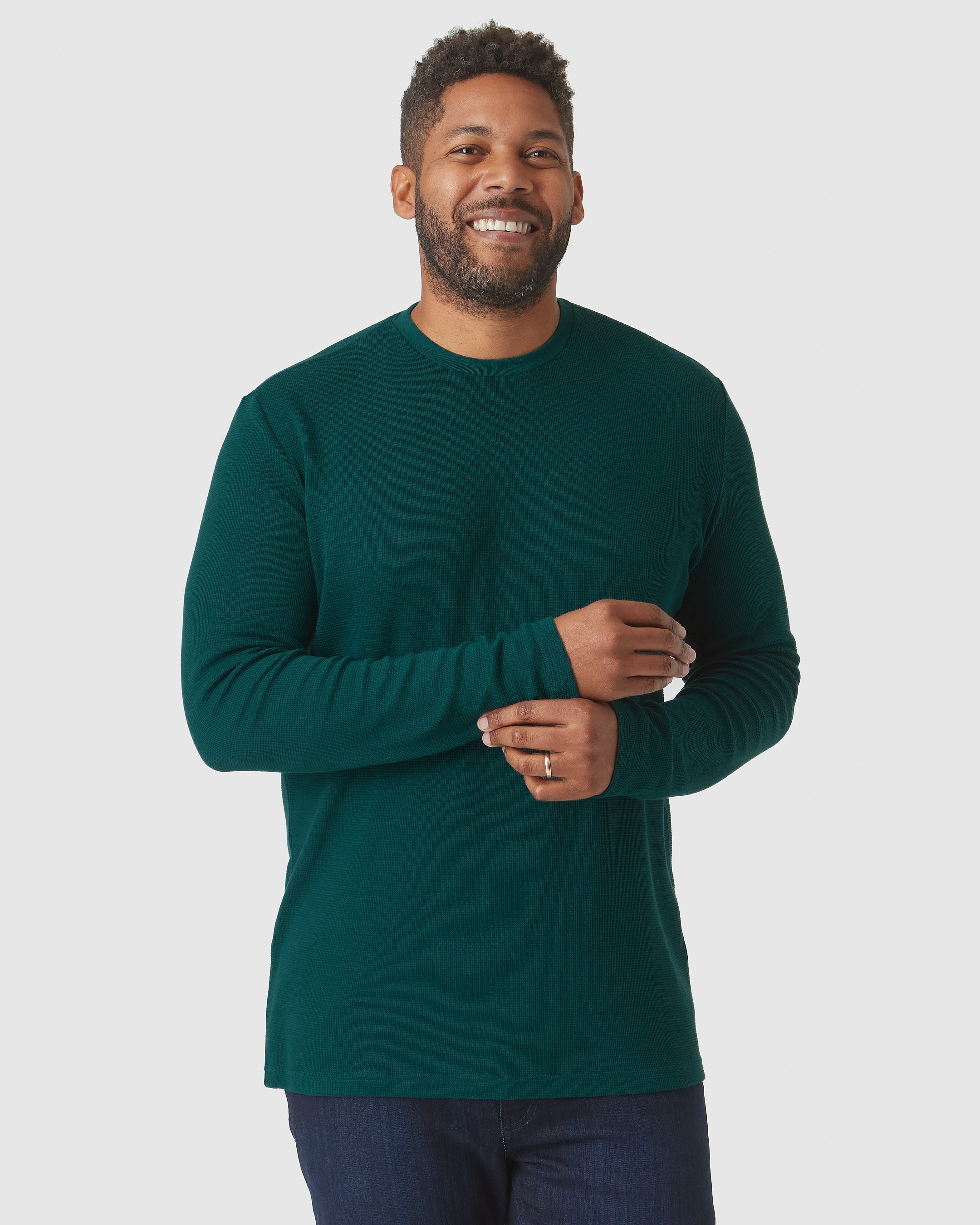Multicolor Waffle Colorblock Long Sleeve Oversized Top