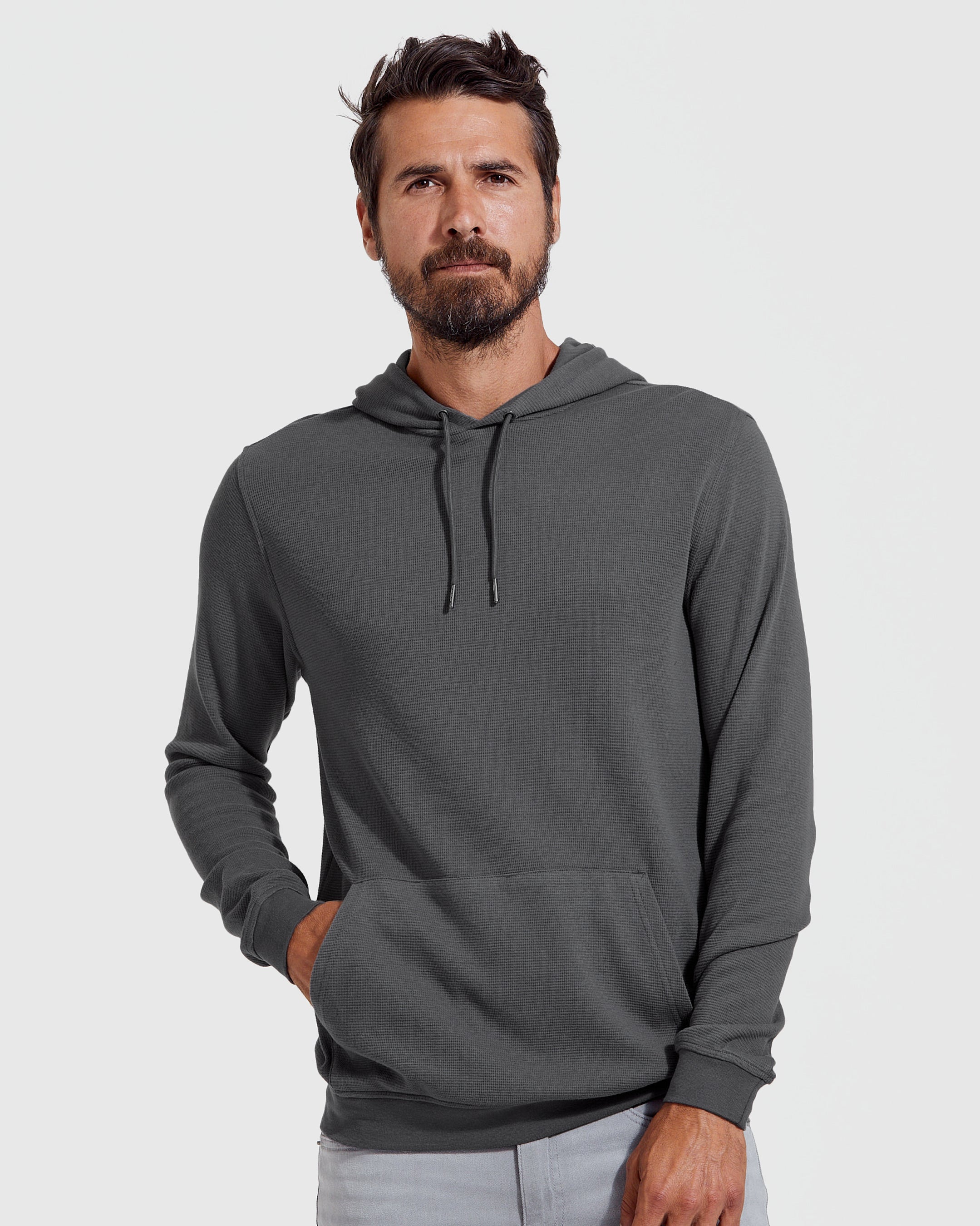 Waffle Cotton Color Dyed Hoodie Zip-Up main image 1
