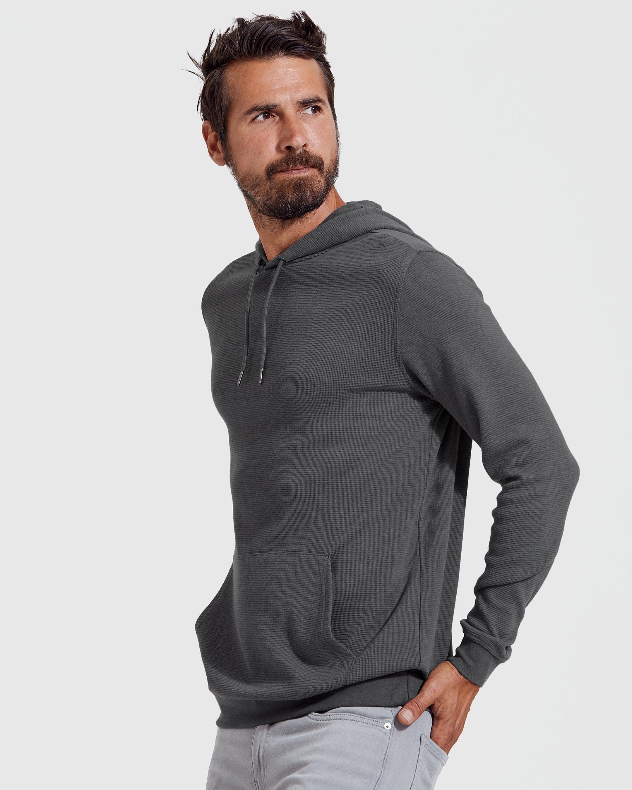 Basic cuffed fleece trousers Carbon