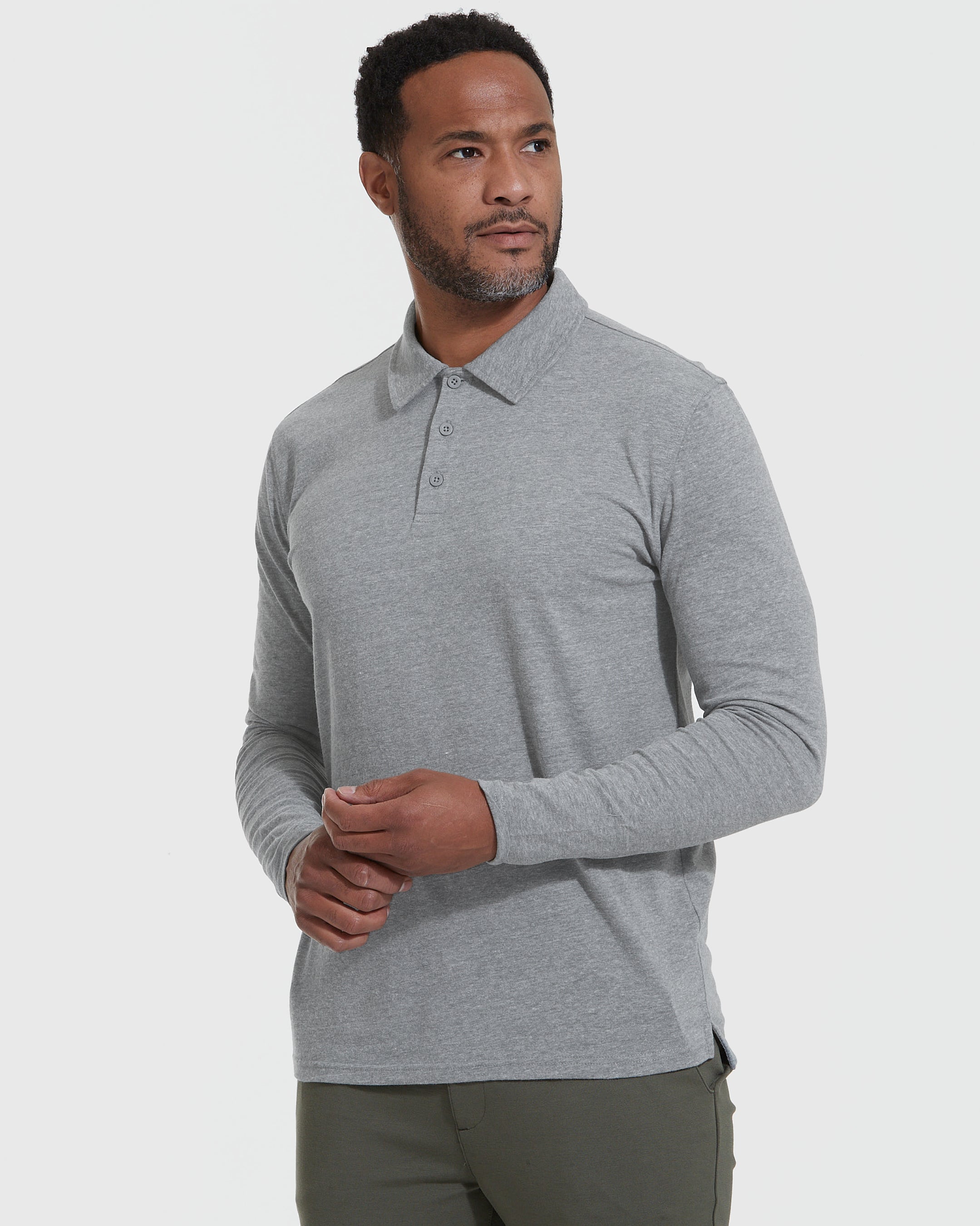Essential Heather Grey Polo Sweatshirt