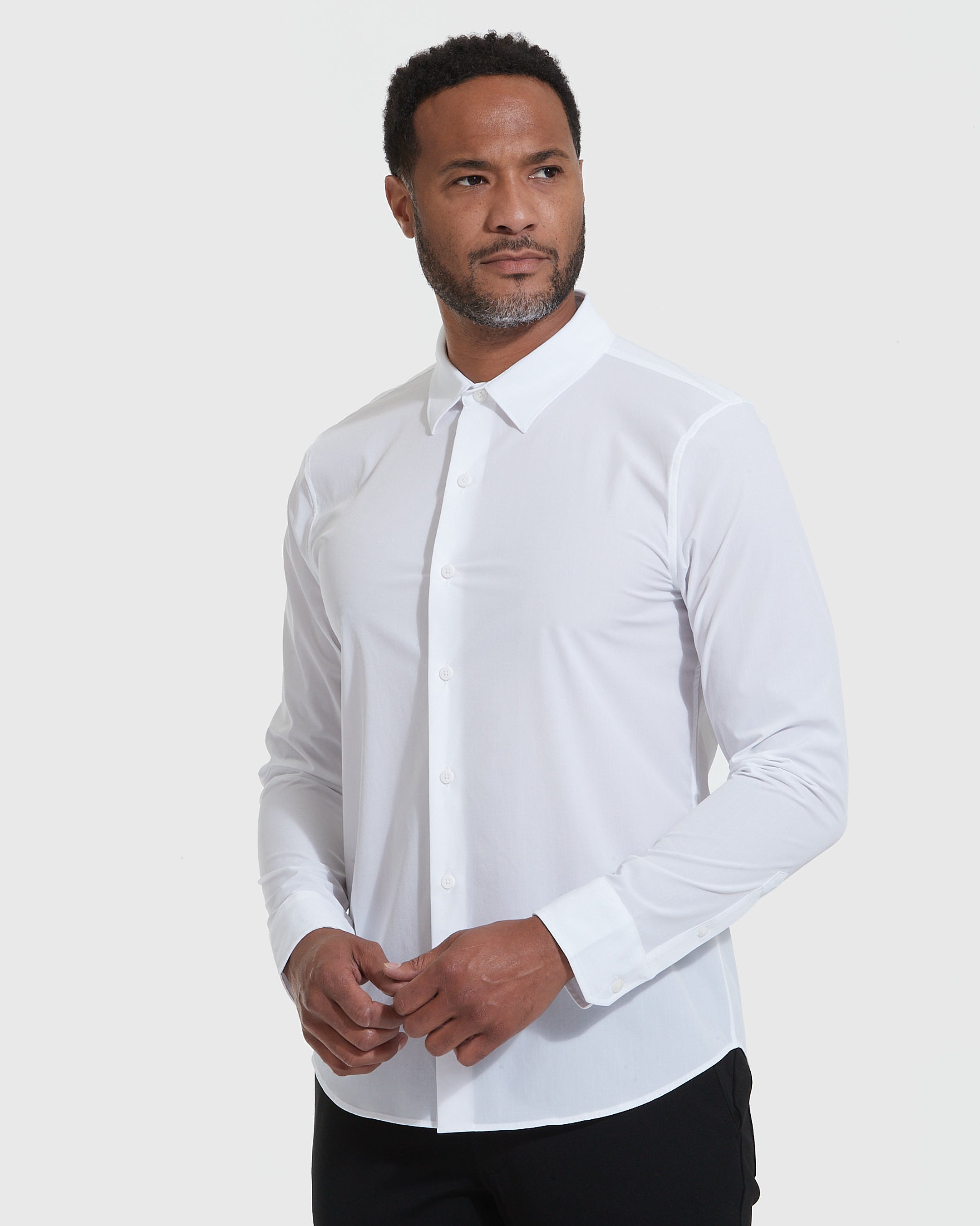 True Classic White Commuter Long Sleeve Shirt