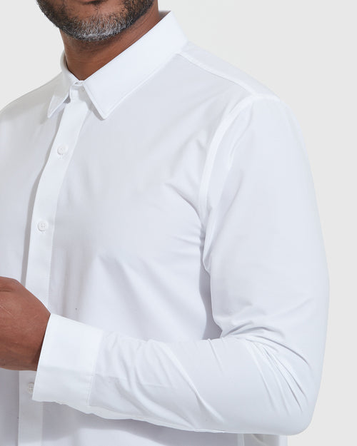 White Commuter Long Sleeve Button Up Shirt
