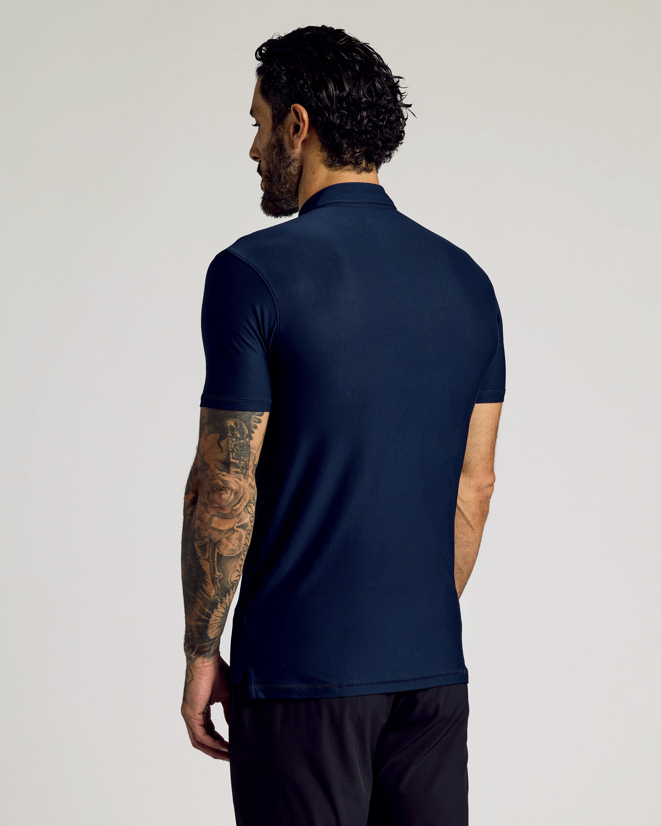 Navy Andre Long Sleeve Button-Up Polo main image 1