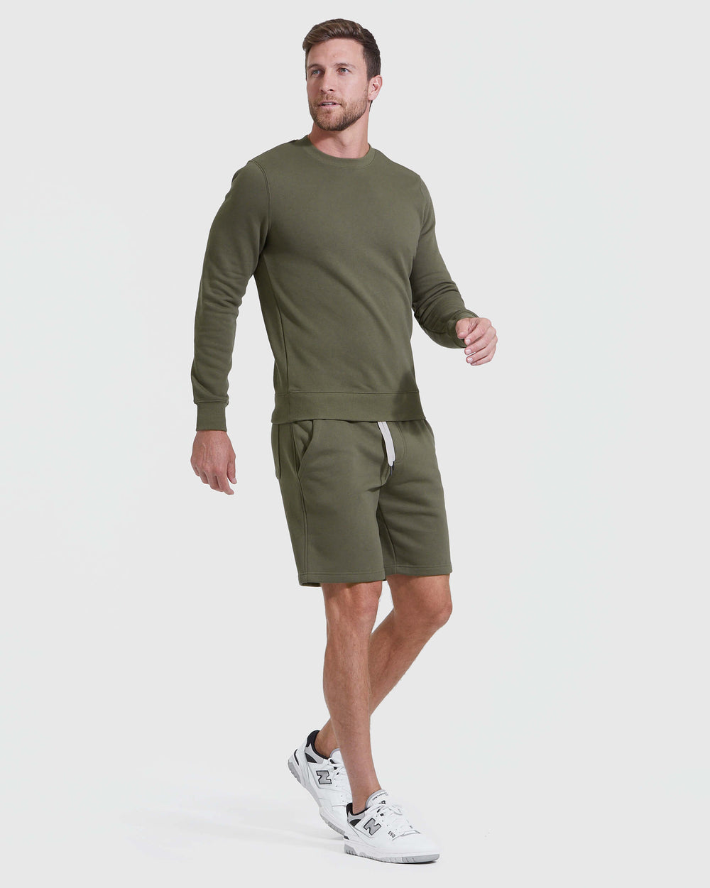 Military Green Fleece French Terry Short