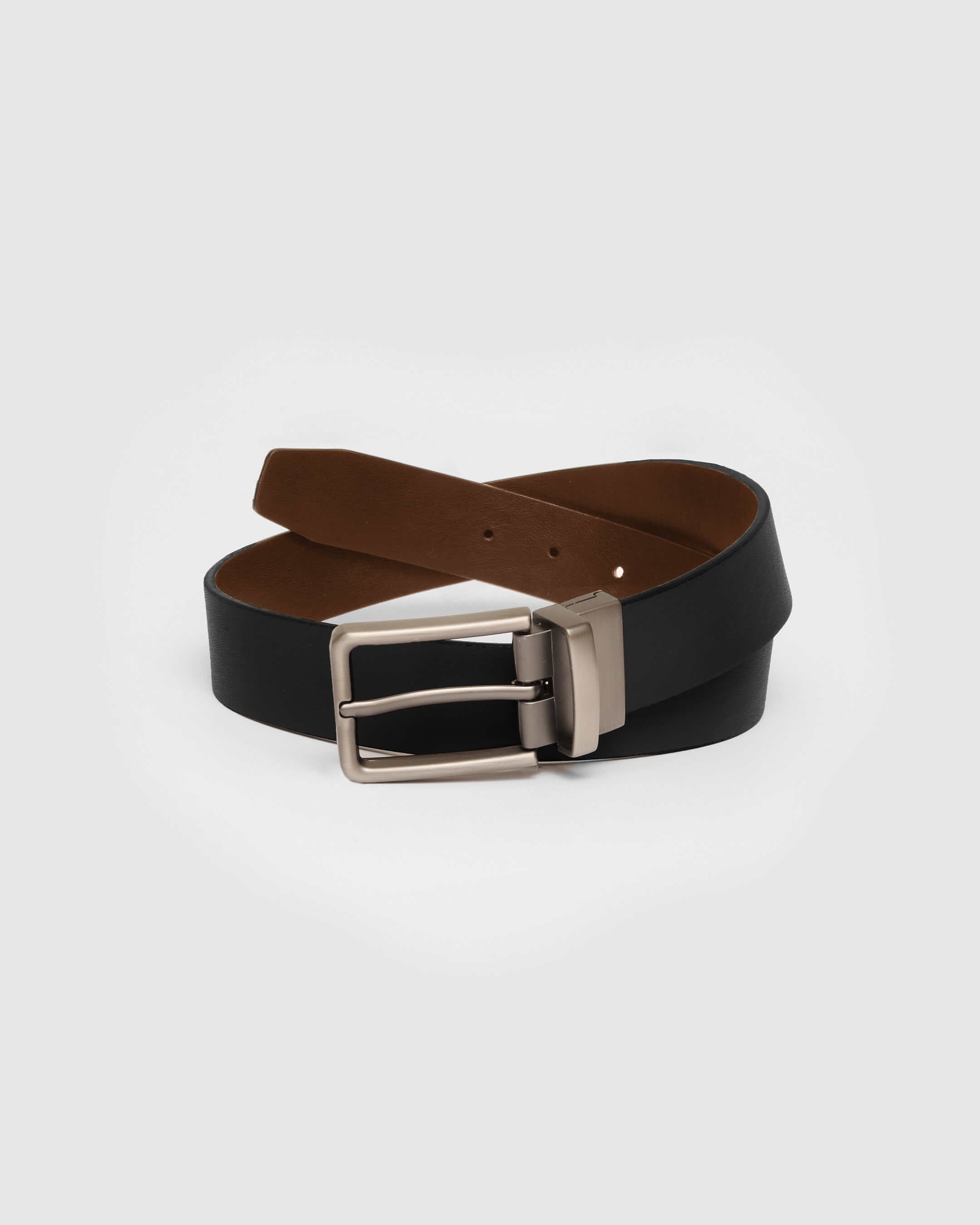 8717 Reversible Leather Belts For Women, 2 In 1 Pu Black And Brown Fashion Black Brown Reversible Leather belt - Two Belts in One  main image 2