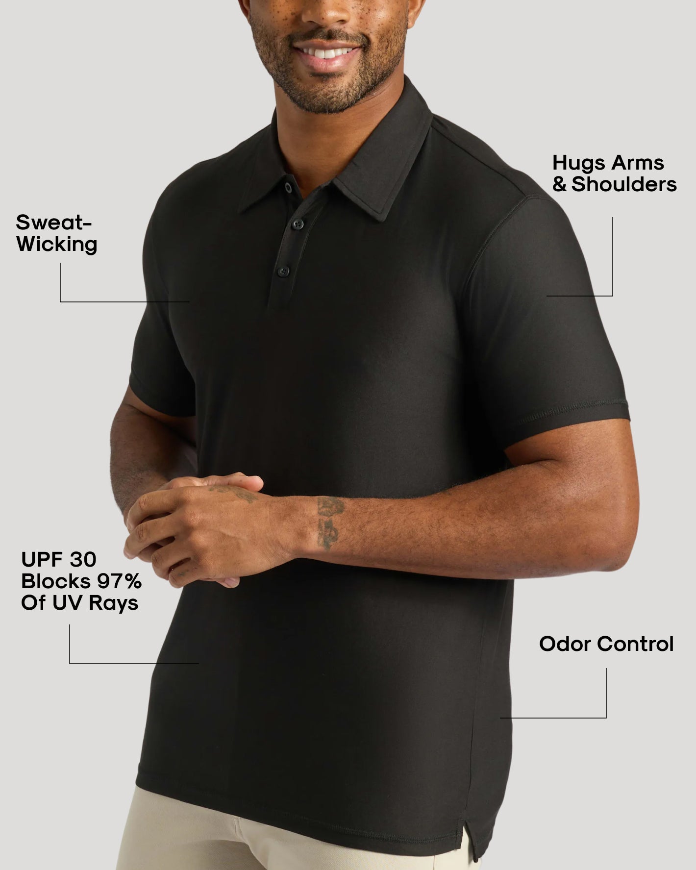 Black Active Short Sleeve Polo | Black Active Short Sleeve Polo