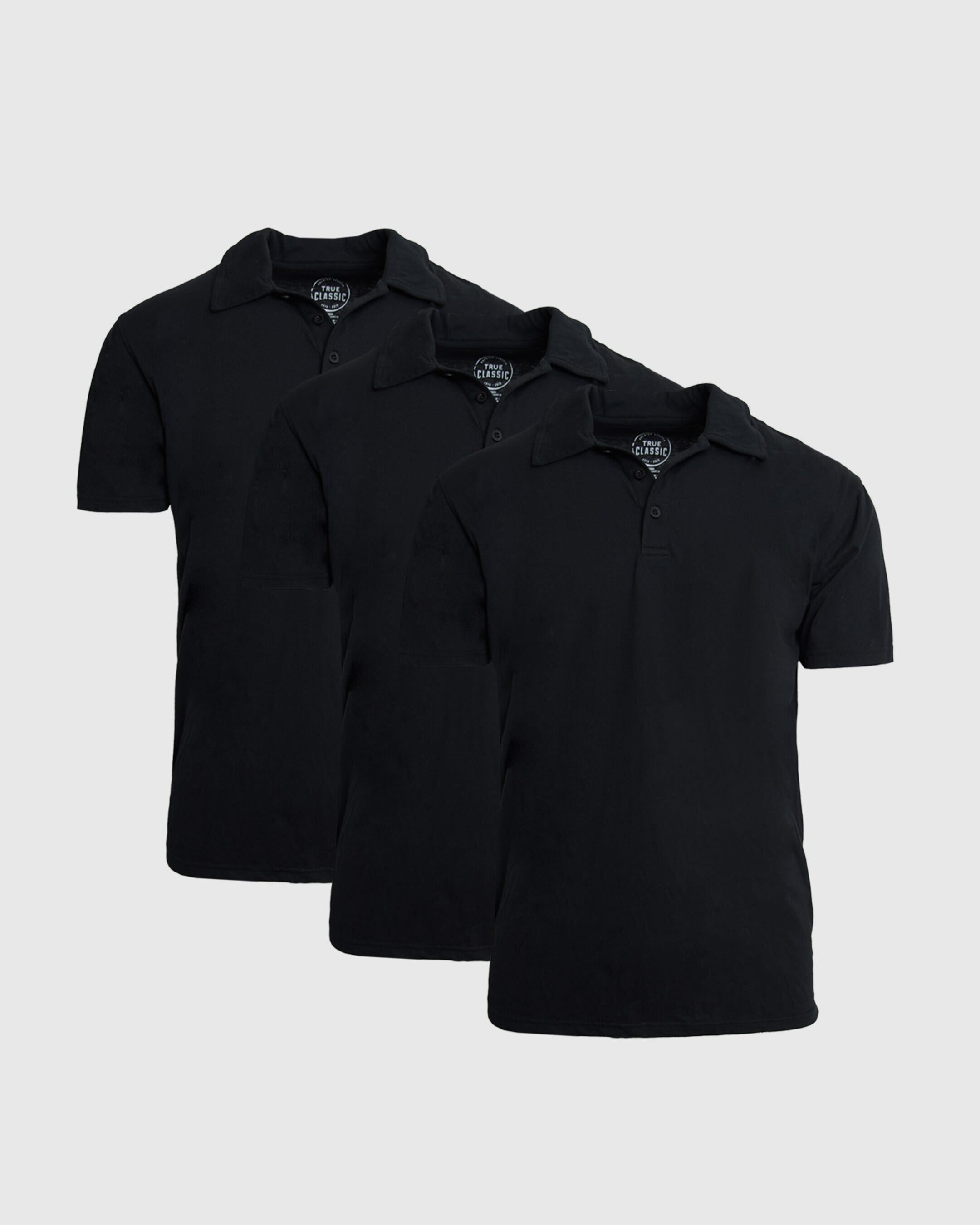 All Black Short Sleeve Polo 3-Pack | All Black Short Sleeve Polo 3-Pack | True Classic All Black Short Sleeve Polo 3-Pack | All Black Short Sleeve Polo 3-Pack | True Classic