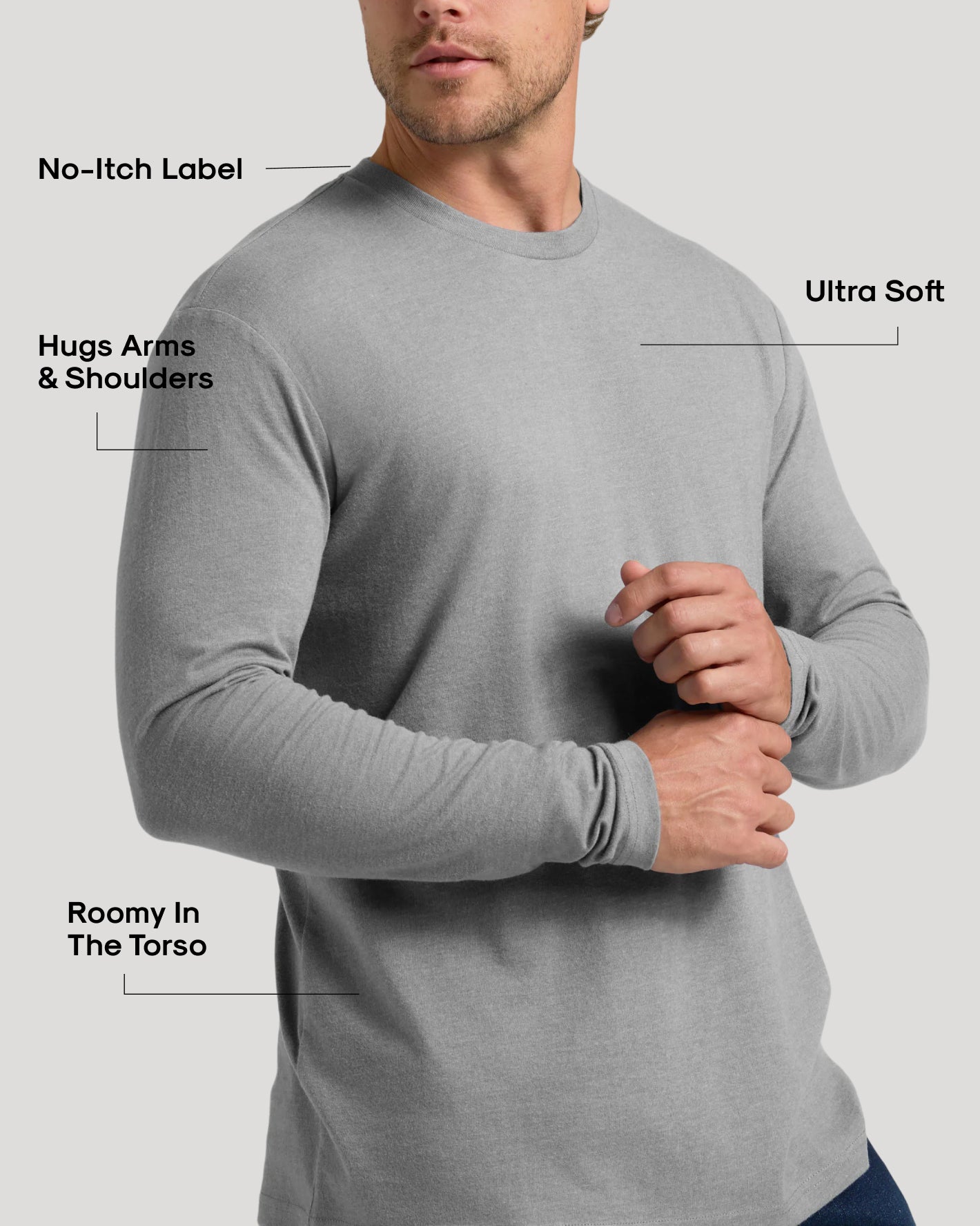 Heather Gray Classic Long Sleeve Crew Neck – True Classic