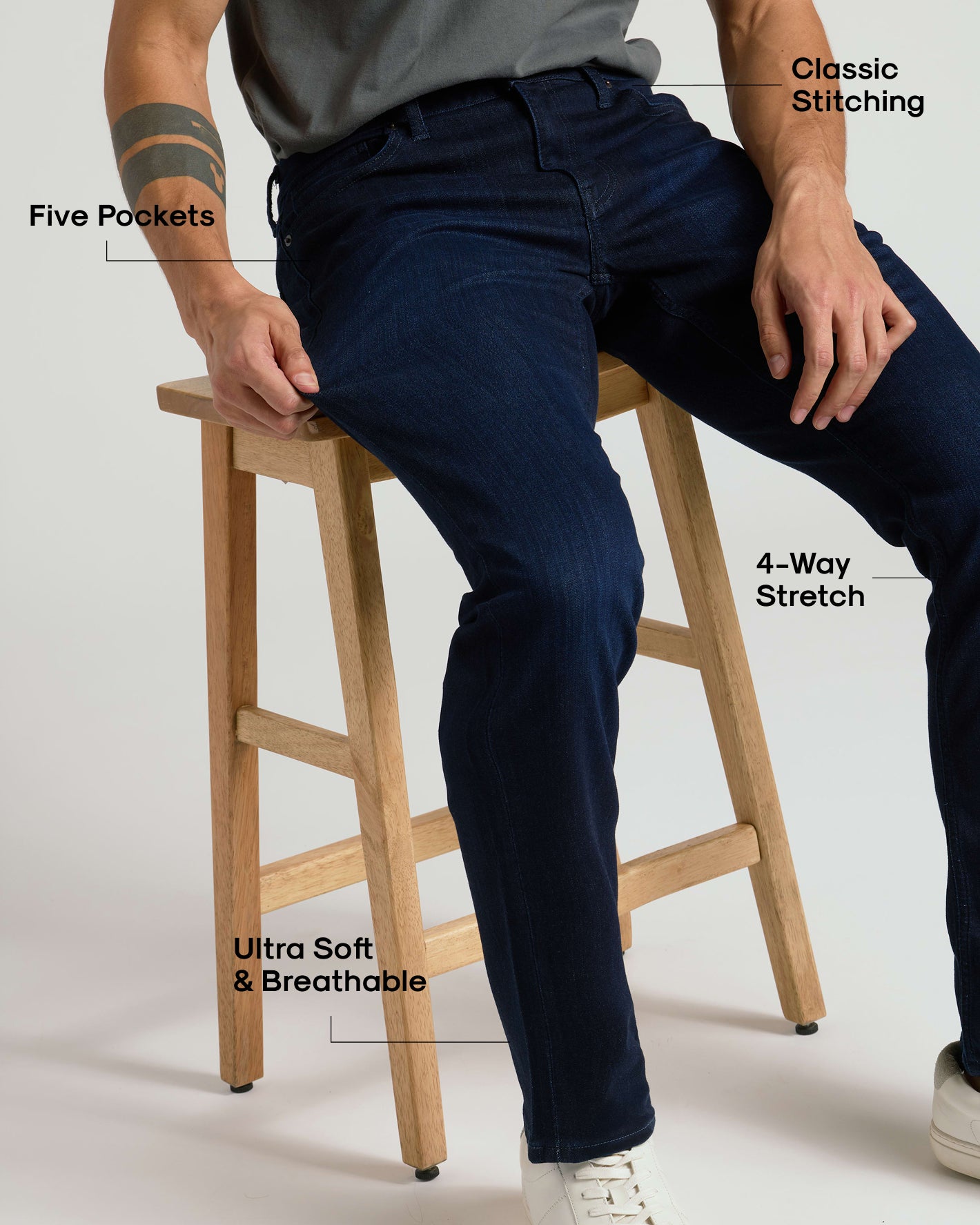 Indigo Wash Straight Comfort Stretch Jeans – True Classic