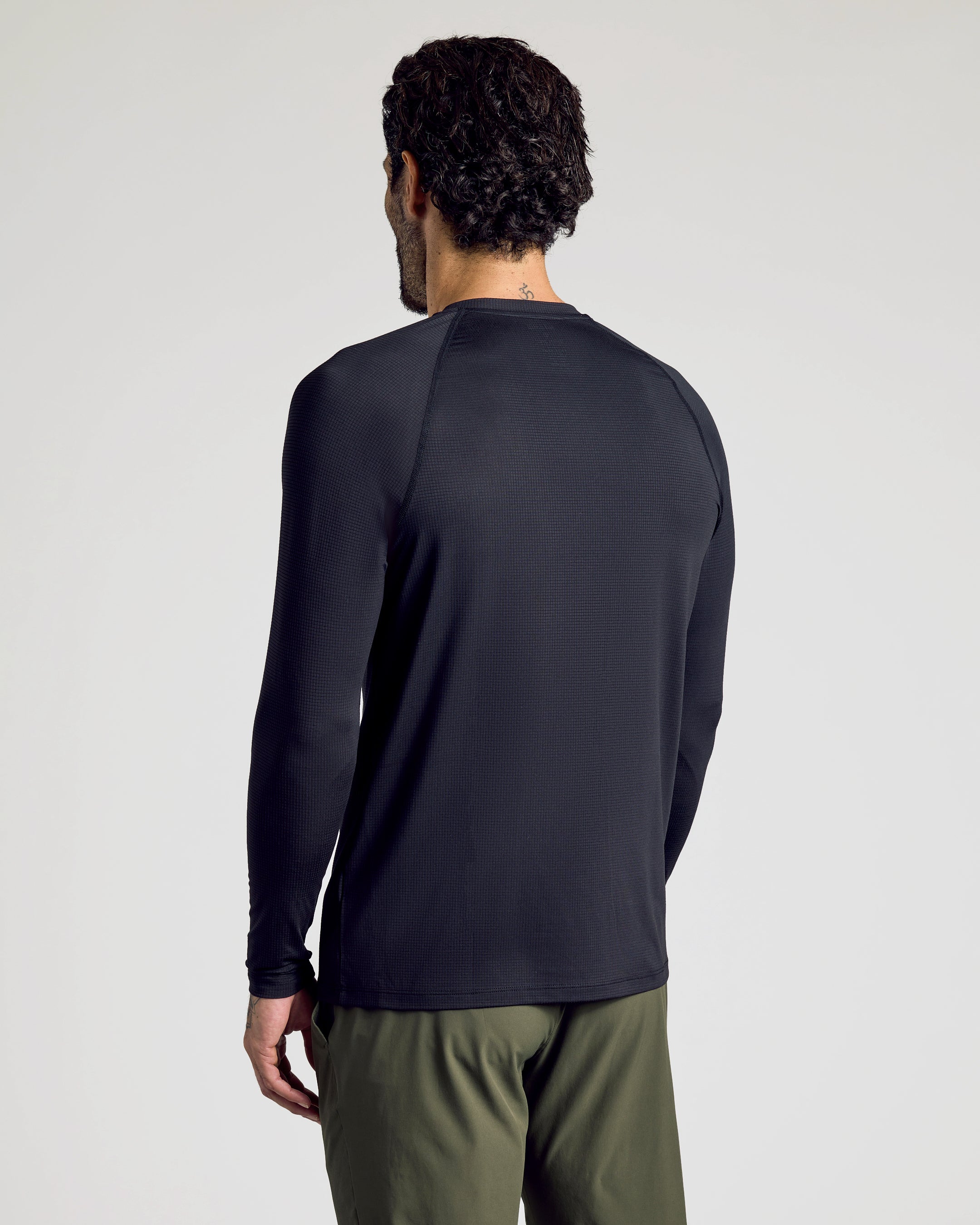Black Long Sleeve Active Mesh Crew | Black Long Sleeve Active Mesh