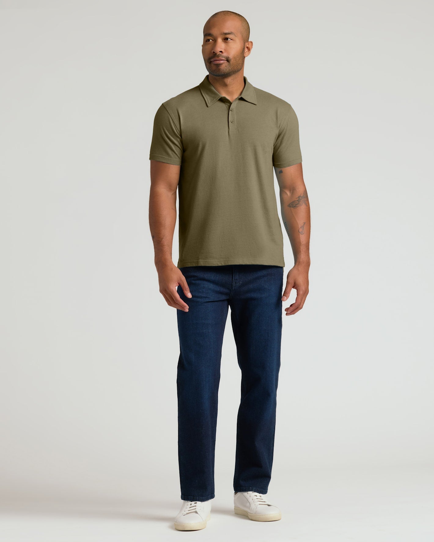 Military Green Heather Short Sleeve Polo for Men | True Classic