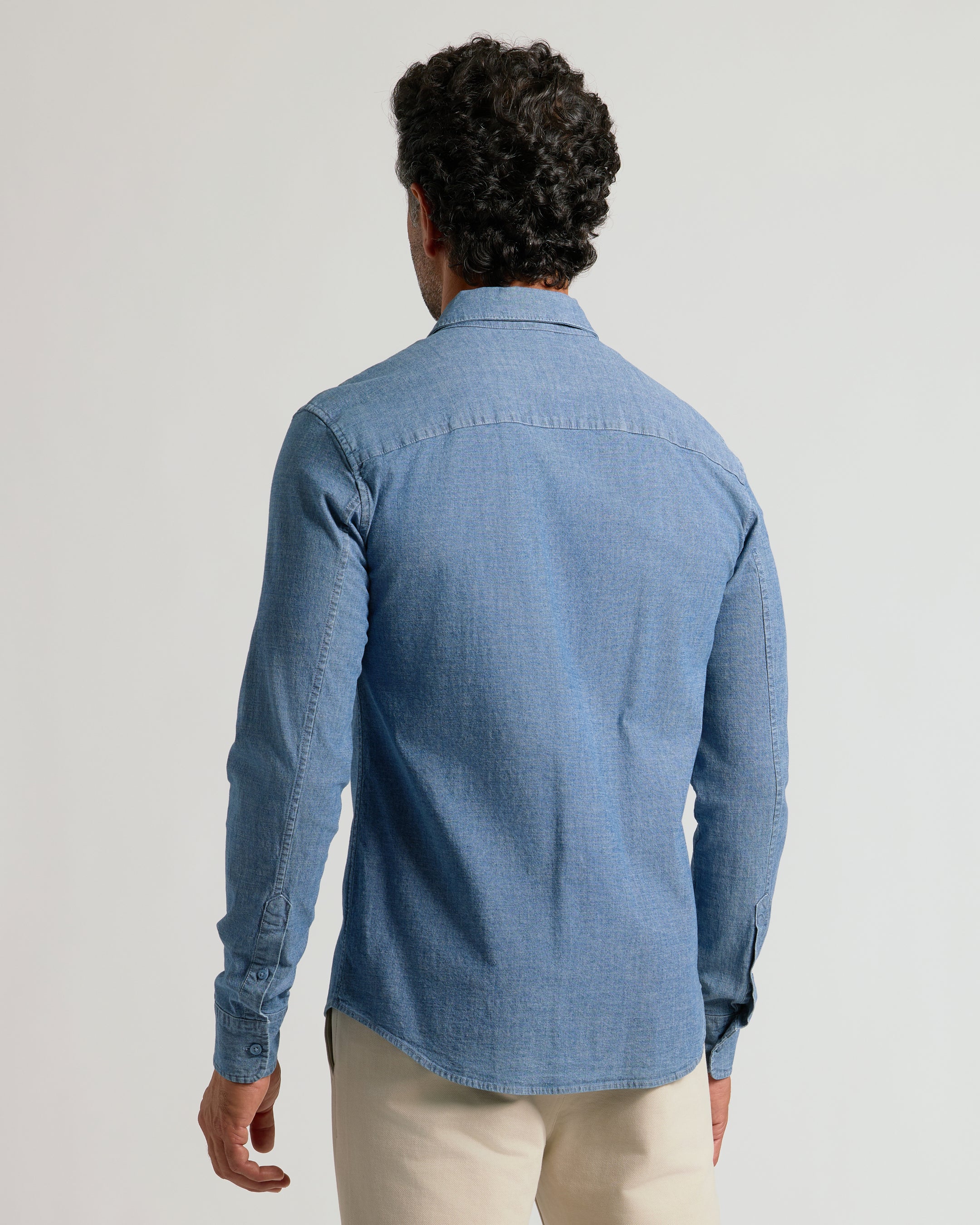 Light Indigo Wash Long Sleeve Chambray Shirt | Light Indigo Wash