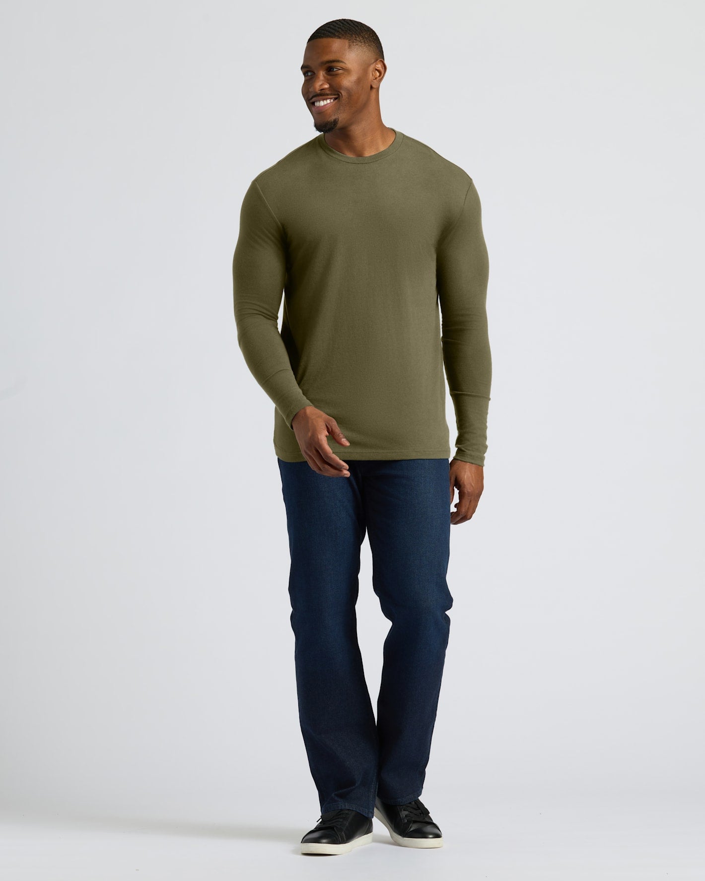 Military Green Tall Crew Neck Long Sleeve | Military Green Tall