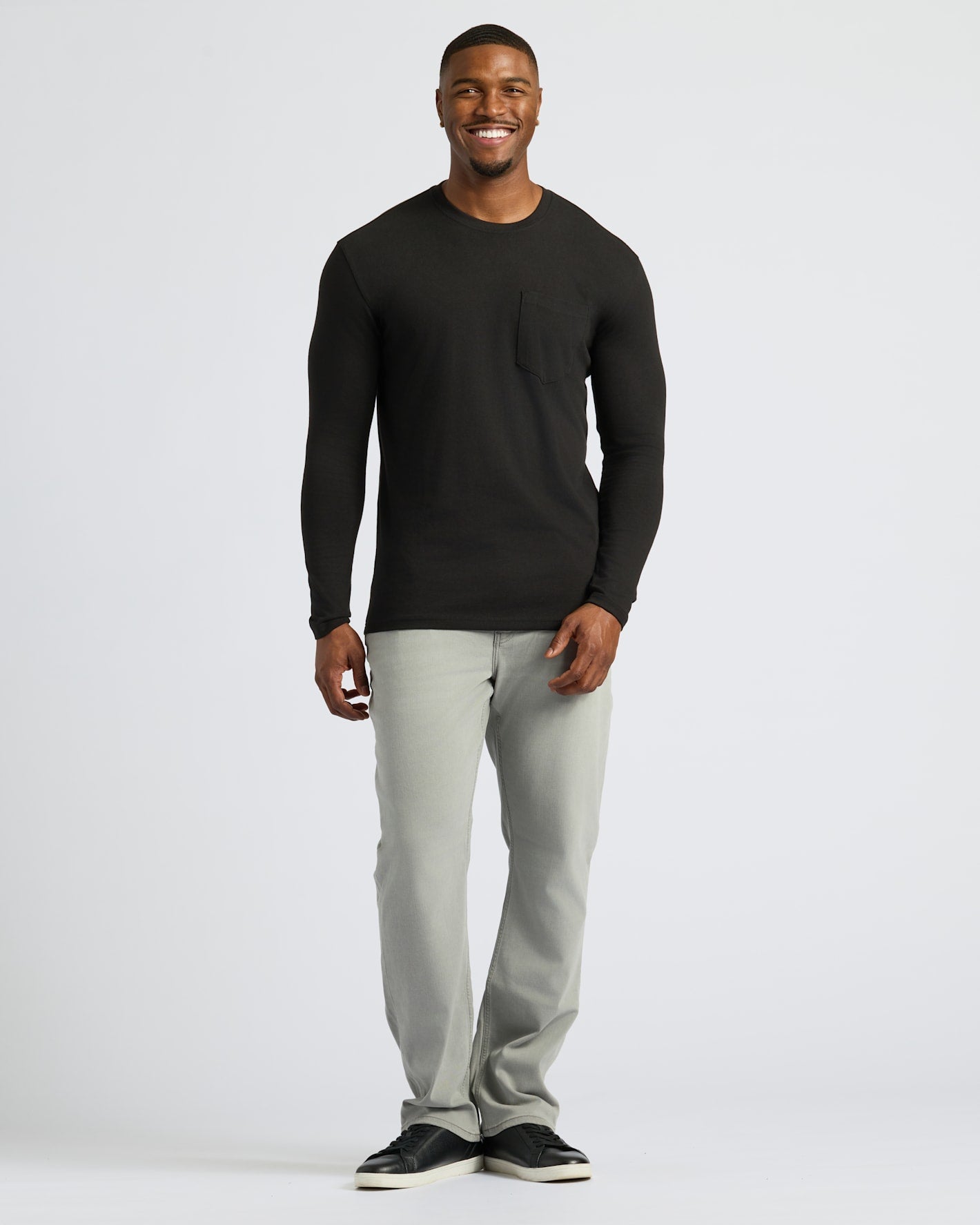 Black Tall Heavyweight Long Sleeve Pocket Crew 2-Pack | True Classic