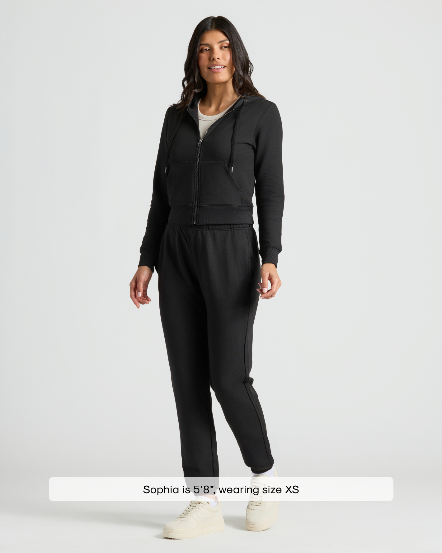 Womens Black Crop Zip Hoodie - True Classic