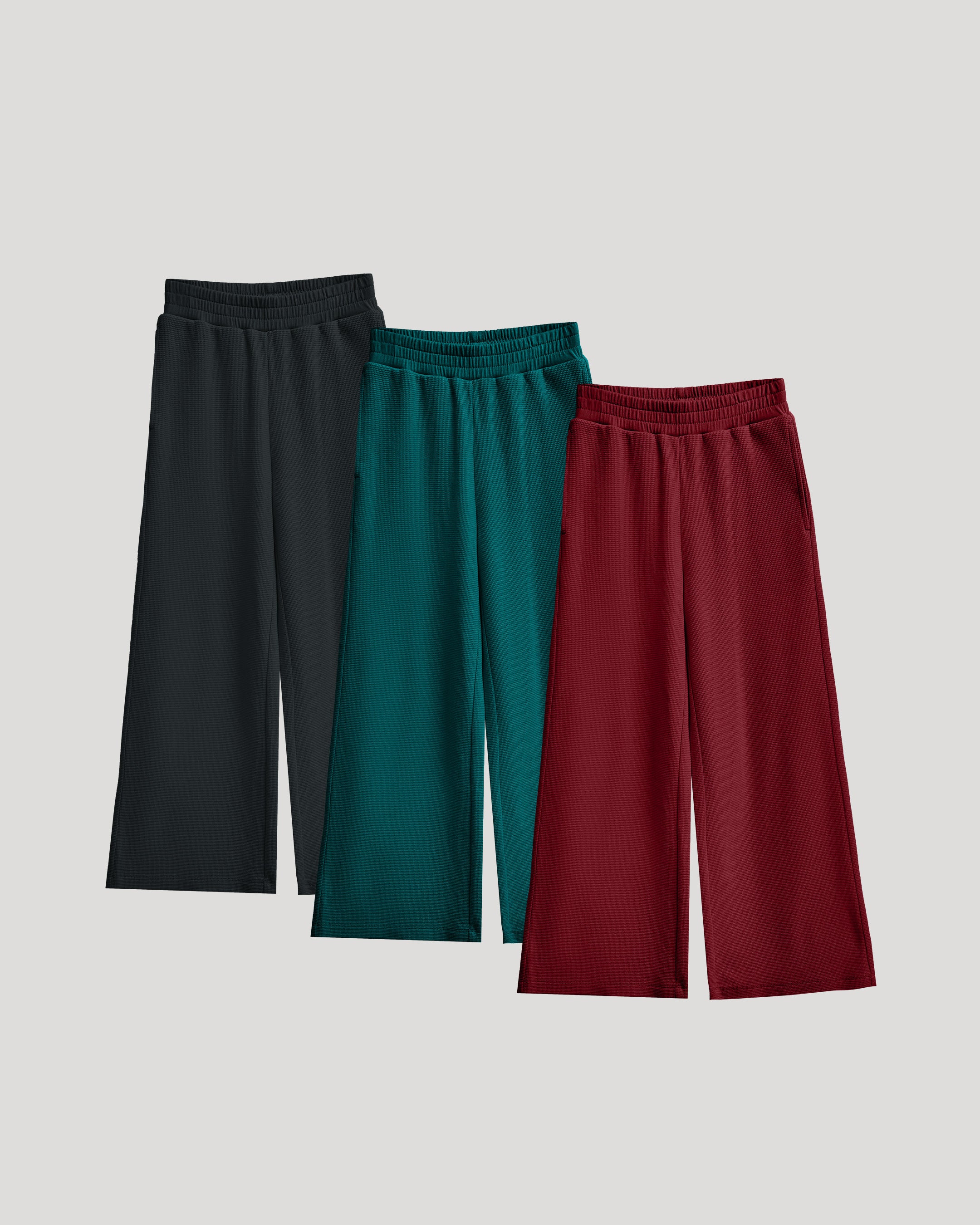 Girls Waffle Wide Leg Pants 3-Pack - True Classic