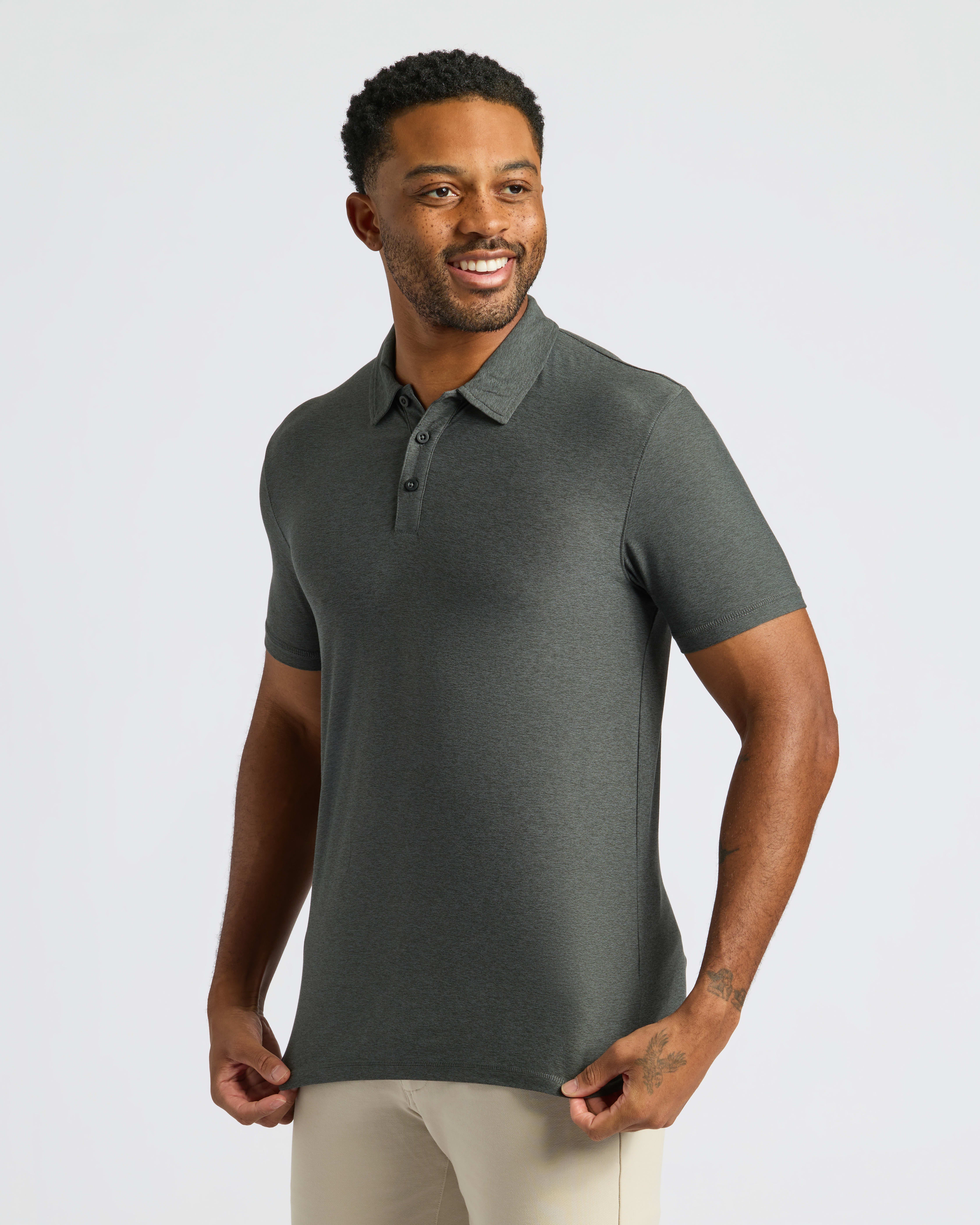 Men's Heather Charcoal Gray Polo Shirt - True Classic