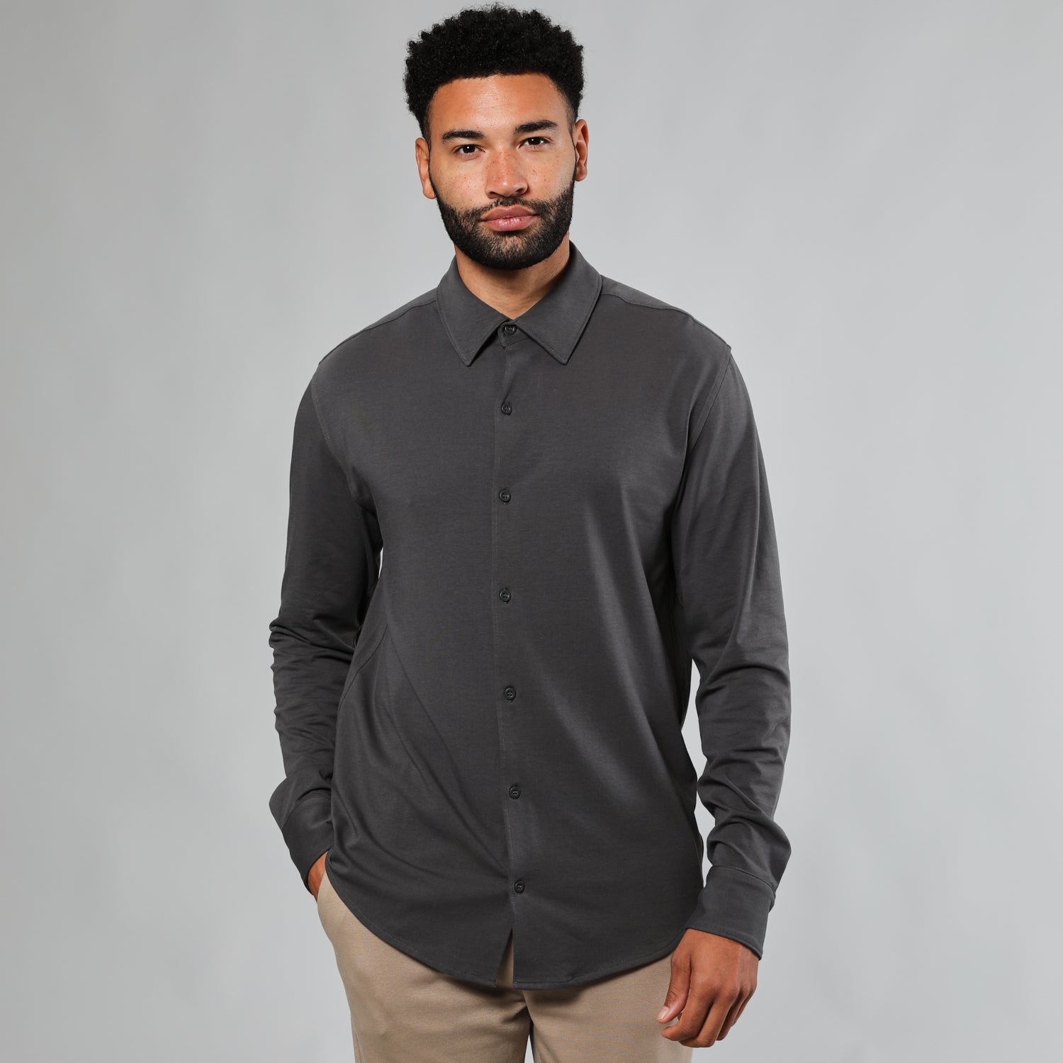 Carbon Long Sleeve Knit Shirt Carbon Long Sleeve Knit Shirt