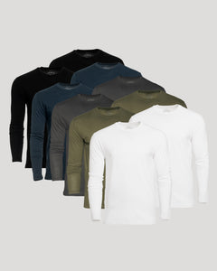 True ClassicStaple Classic Long Sleeve Crew Neck 10-Pack neatly displayed in rows.