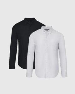 True ClassicLight Gray and Black Stretch Oxford Shirt 2-Pack