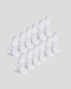 True ClassicWhite Active Half Crew Socks 12-Pack, featuring ribbed design and seamless toe.