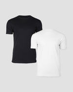 True Classic Men's Black & White Crew Neck 2-Pack - Premium Fitted Cotton Tees for Men, Casual Minimalist Style, Summer Wear
