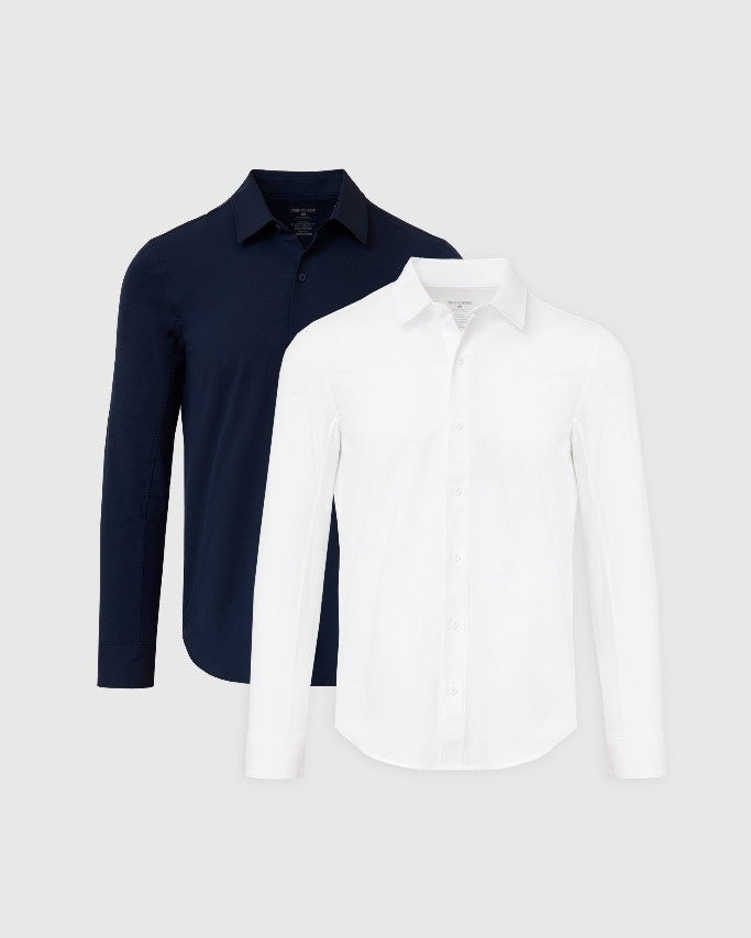 Navy and White Commuter Long Sleeve 2-Pack