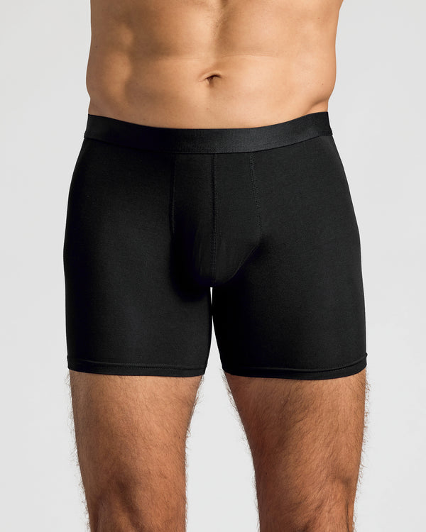 Black Boxer Briefs 6-Pack, featuring a form-fitting, soft waistband.