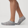 Heather Gray Ankle Sock Single worn on feet.