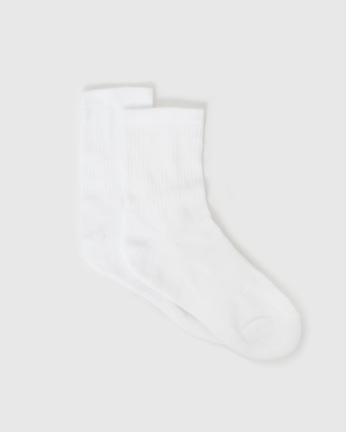White Half Crew Socks 12-Pack