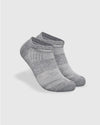 Heather Gray Ankle Sock Single with ribbed arch and seamless toe.