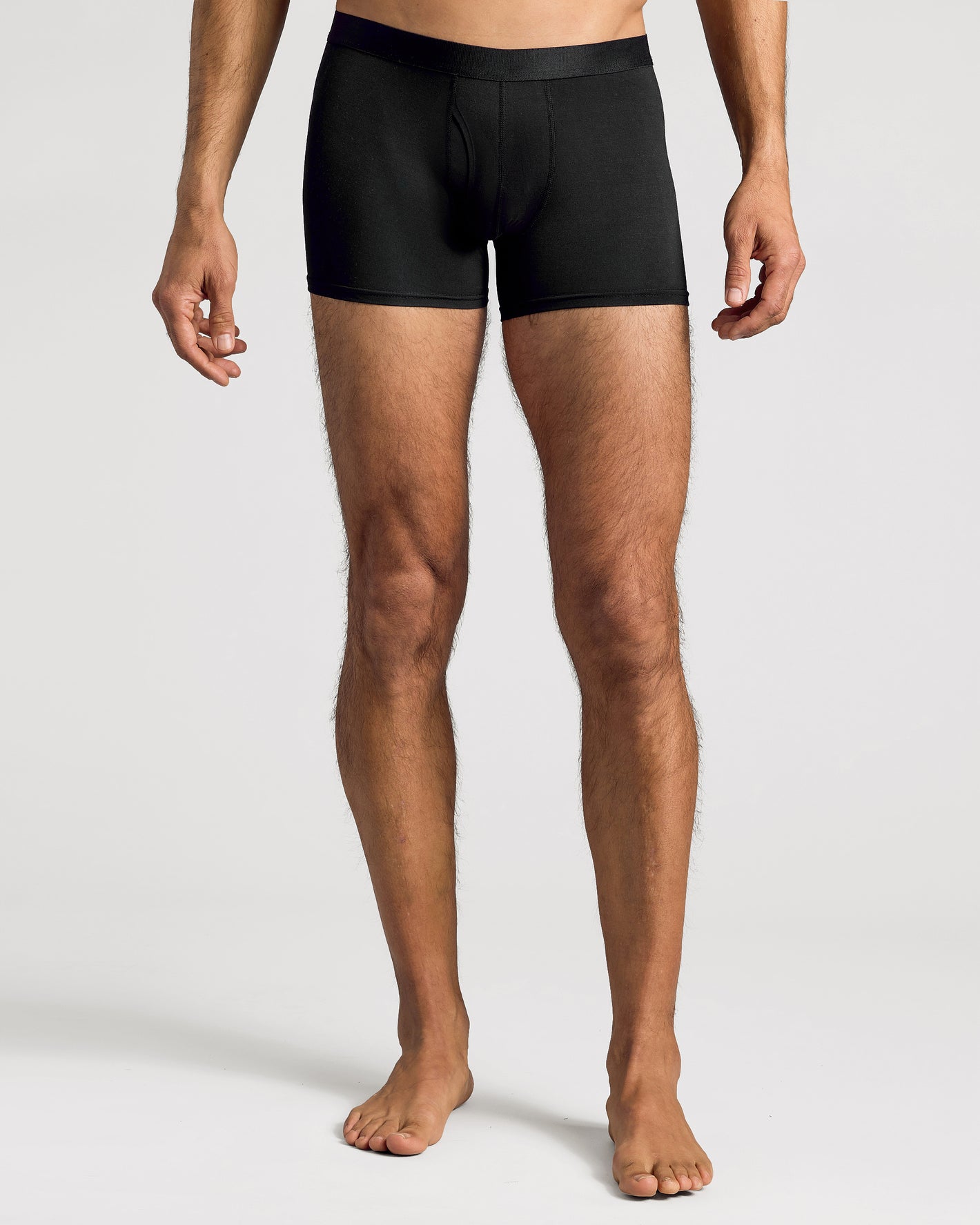 Black Boxer Trunks W/ Fly 12-Pack, showcasing relaxed fit and comfort.