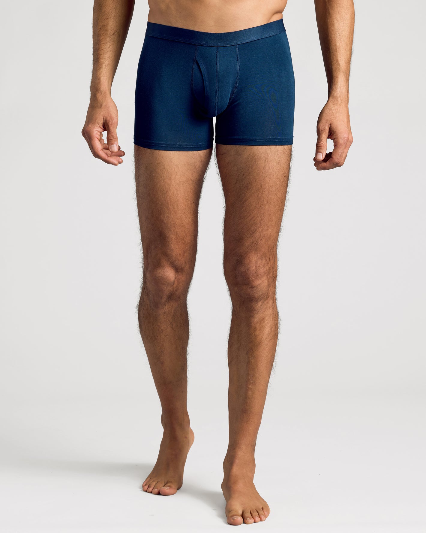 Navy Boxer Trunks W/ Fly 12-Pack, offering stretch and relaxed comfort.