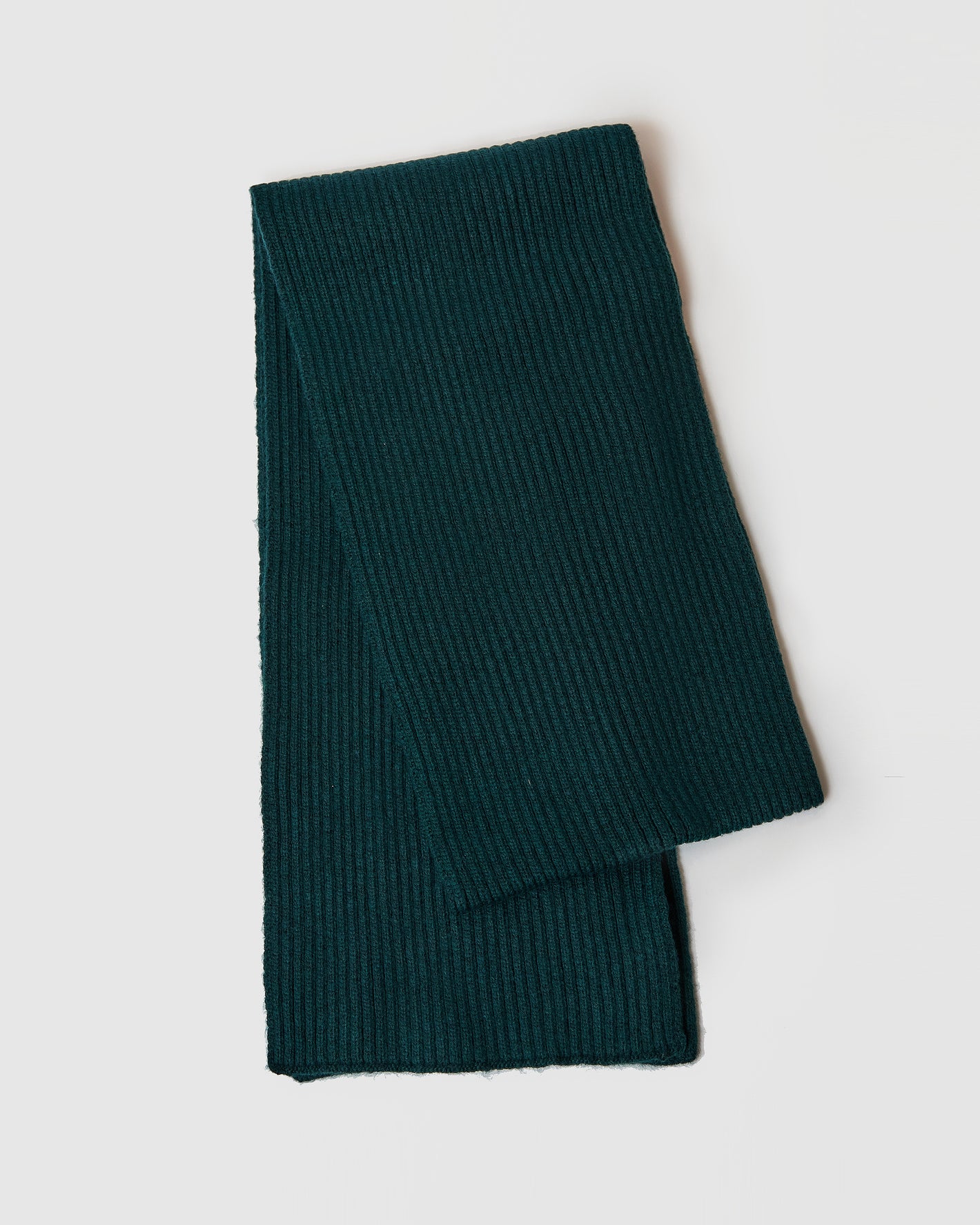Evergreen Sweater Scarf, rib-knit, folded, ultra-soft, cozy warmth.