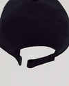 Black Active Running Cap showing six-panel stitching and adjustable strap closure.