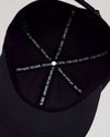 Black Active Running Cap inside view, showing “LOOK GOOD. FEEL GOOD.” slogan.