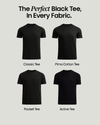 Every Occasion Pack: Four black T-shirt styles displayed.