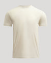 Alabaster Classic Crew Neck short-sleeve T-shirt, cream-colored, laid flat.