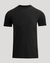 Classic Crew Neck black T-shirt on light gray background.