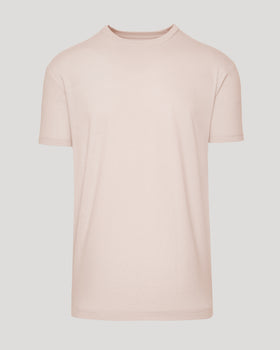 Coral Blush Classic Crew Neck T-shirt, plain short-sleeve design.