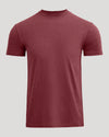 Dark Heather Claret Classic Crew Neck T-shirt on gray backdrop.