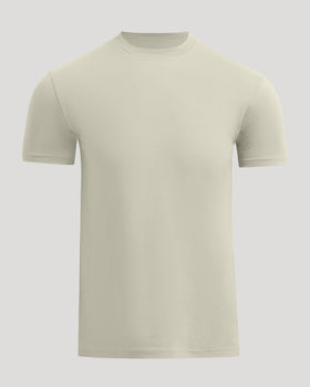 Dark Heather Graystone Classic Crew Neck T-shirt against neutral gray background.