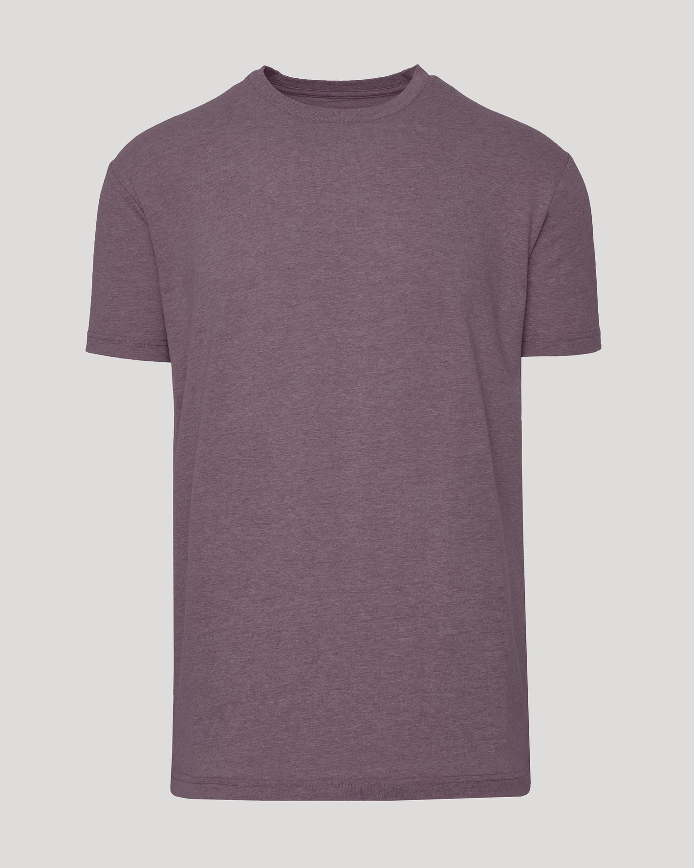 Dark Heather Amethyst Classic Crew Neck T-shirt against a neutral background.