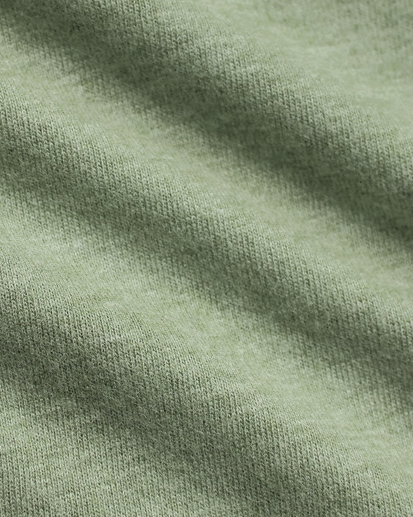 Dark Heather Bay Green Classic Crew Neck showing soft knit texture.