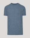 Dark Heather Tempest Classic Crew Neck T-shirt on gray background.