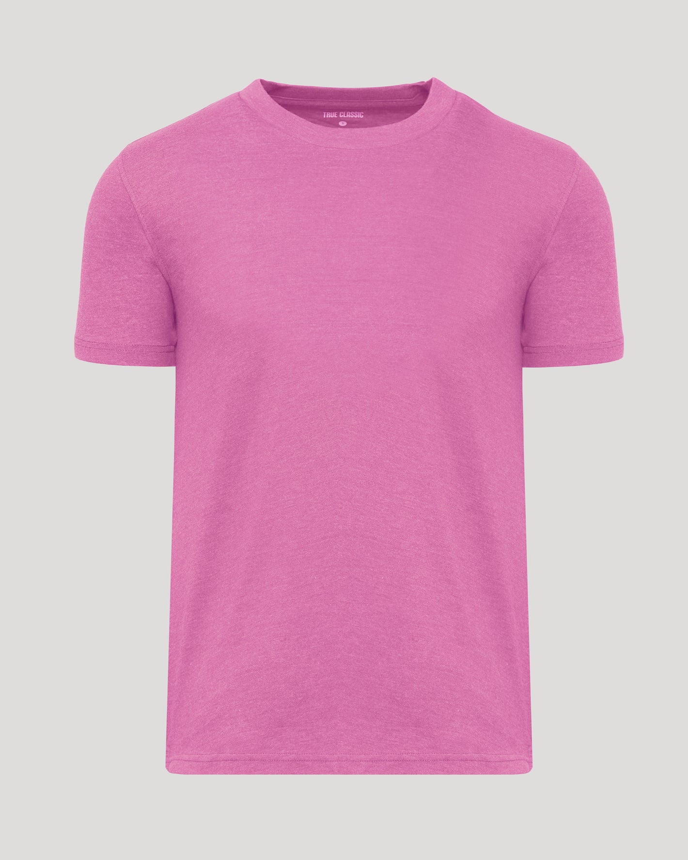 Heather Magenta Classic Crew Neck T-shirt, short-sleeved, plain front view.