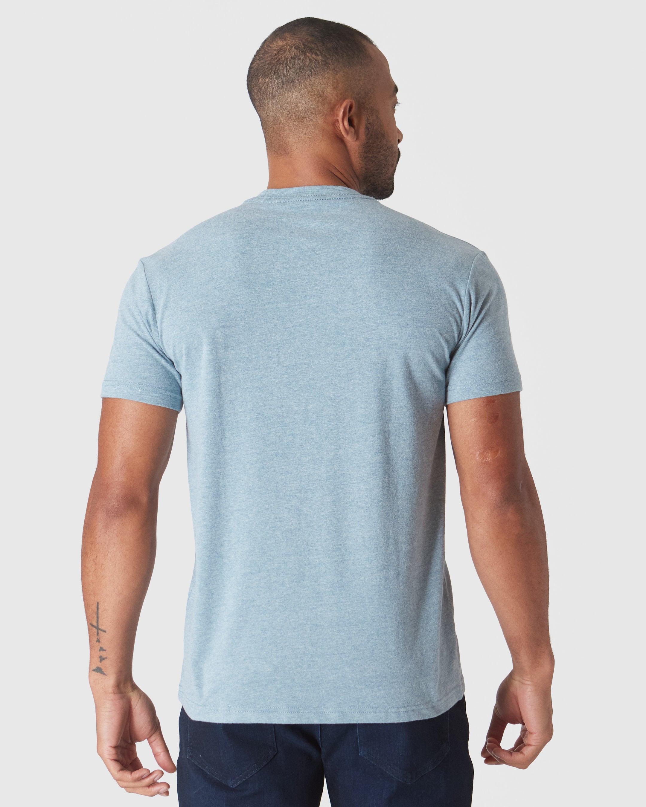 Short Sleeve Logo Tee, Retriever on Heather Blue